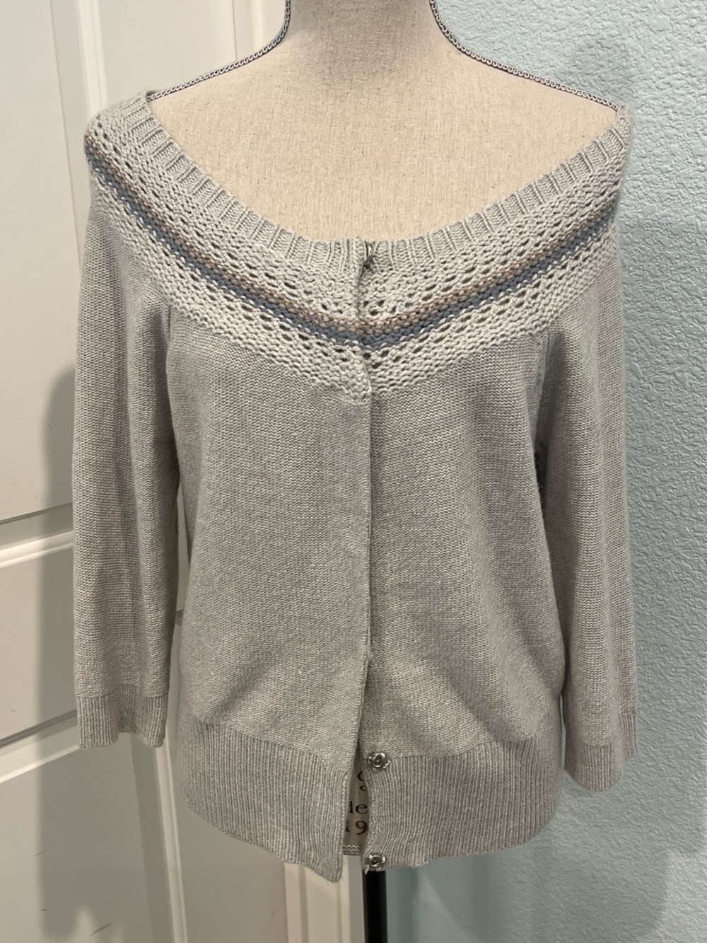 Kenar Light Gray Off-the-Shoulder Knit Sweater